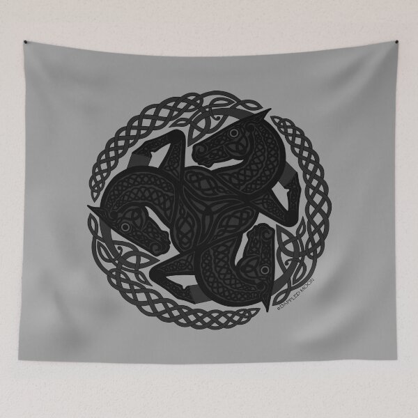 Item preview, Black Three Horse Celtic Knot designed and sold by DappledMoon.