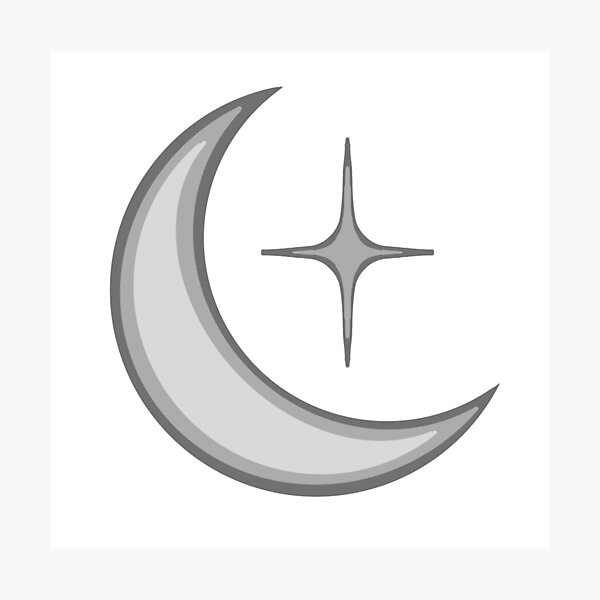 Item preview, Moon and Star (Greyscale) (Simple) designed and sold by PurplePrintsSup.
