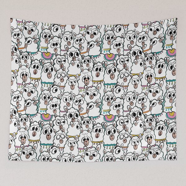 Item preview, Quirky Cartoon Llama Herd Doodle designed and sold by NancyDzines.