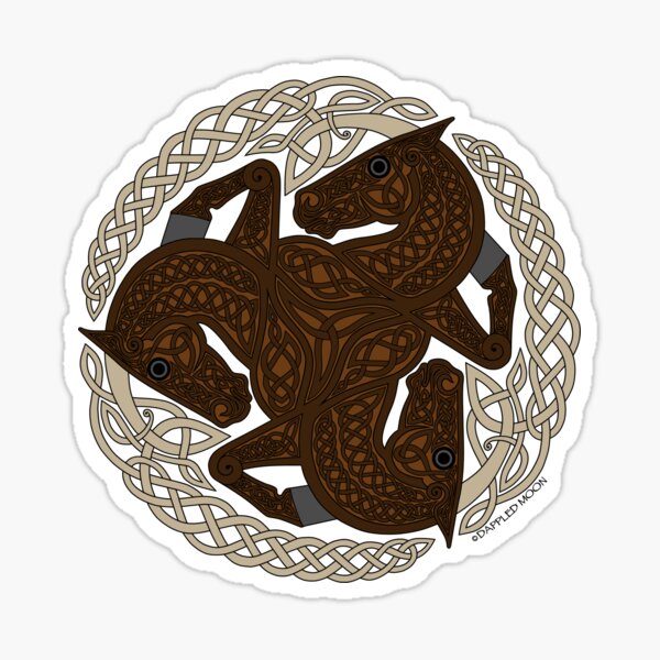 Item preview, Nœud celtique à trois chevaux et alezan designed and sold by DappledMoon.