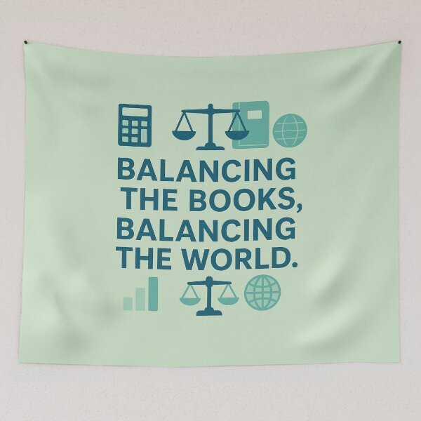 Item preview, Balancing the Books, Balancing the World – Funny Accountant Gift Design designed and sold by WorkBuddyGifts.