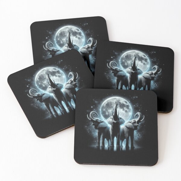 Item preview, Three Elephants Howling at Moon Like Three Wolves Funny designed and sold by Kimberley King Art  King Art.