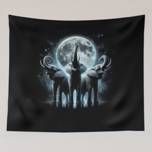 Item preview, Three Elephants Howling at Moon Like Three Wolves Funny designed and sold by Kimberley King Art  King Art.