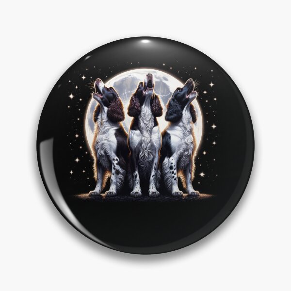 Artikelvorschau, Drei English Springer Spaniels heulen den Mond an wie drei Wölfe. Lustig entworfen und verkauft von Kimberley King Art King Art.