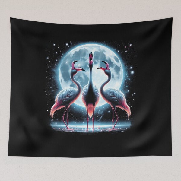 Item preview, Three Flamingos Howling at Moon Like Three Wolves Funny designed and sold by Kimberley King Art  King Art.