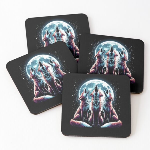 Item preview, Three Foxes Howling at Moon Like Three Wolves Funny designed and sold by Kimberley King Art  King Art.