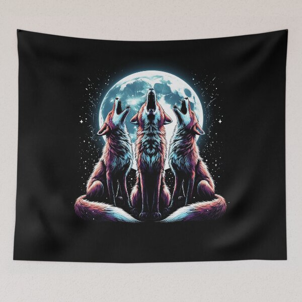 Item preview, Three Foxes Howling at Moon Like Three Wolves Funny designed and sold by Kimberley King Art  King Art.