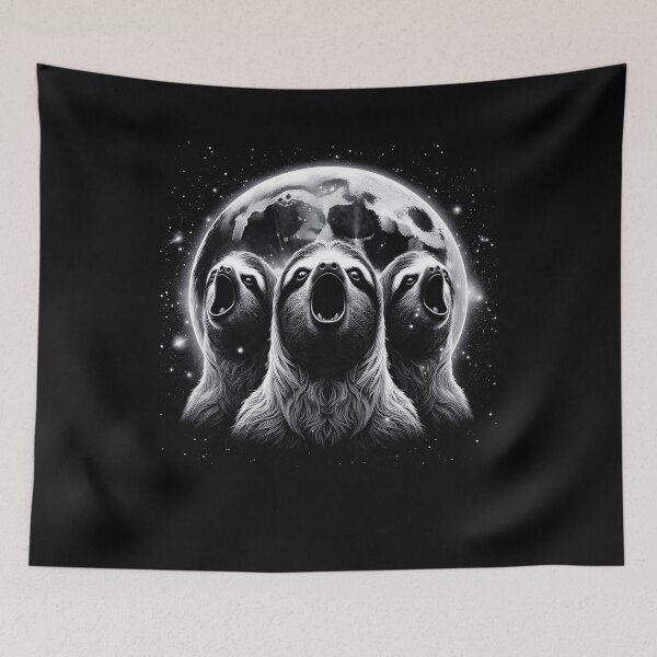 Item preview, Three French Sloths Howling at Moon Like Three Wolves Funny designed and sold by Kimberley King Art  King Art.