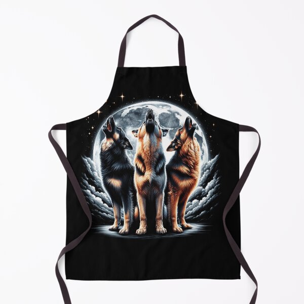 Item preview, Three German Shepherds Howling at Moon Like Three Wolves Funny designed and sold by Kimberley King Art King Art.
