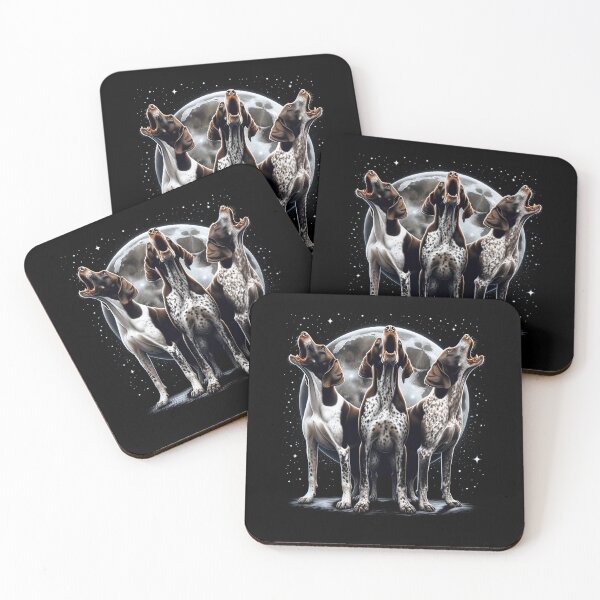 Item preview, Three German Shorthaired Pointers Howling at Moon Like Three Wolves Funny designed and sold by Kimberley King Art  King Art.