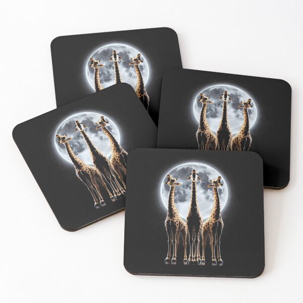 Item preview, Three Giraffes Howling at Moon Like Three Wolves Funny designed and sold by Kimberley King Art  King Art.
