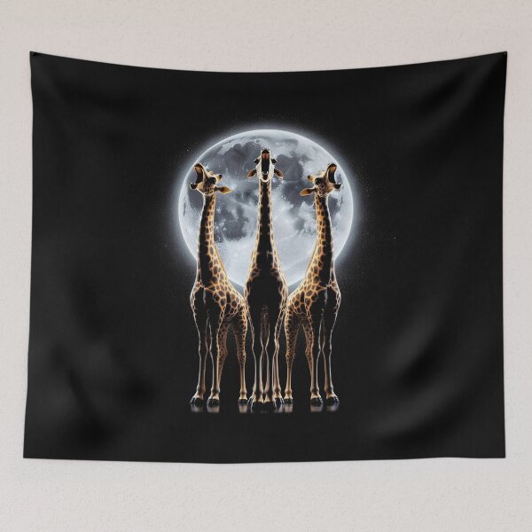 Item preview, Three Giraffes Howling at Moon Like Three Wolves Funny designed and sold by Kimberley King Art  King Art.