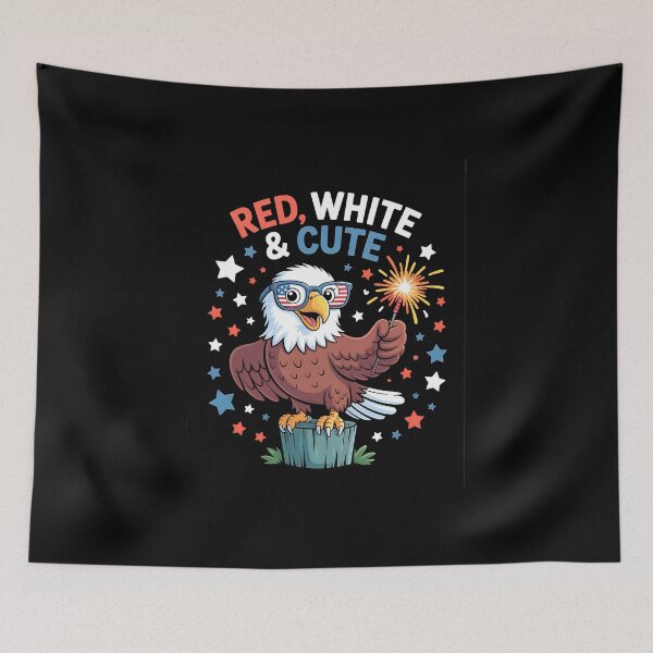 Aperçu de l'œuvre Aigle Chibi rouge, blanc et mignon pour enfants, 4 juillet pour enfants créée et vendue par MOHITSALVI.