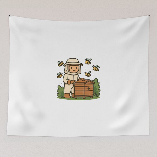 Item preview, Bee keeper, bee keeping cartoon digital sketch designed and sold by adesignworld.