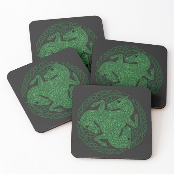 Item preview, Green Three Horse Celtic Knot designed and sold by DappledMoon.