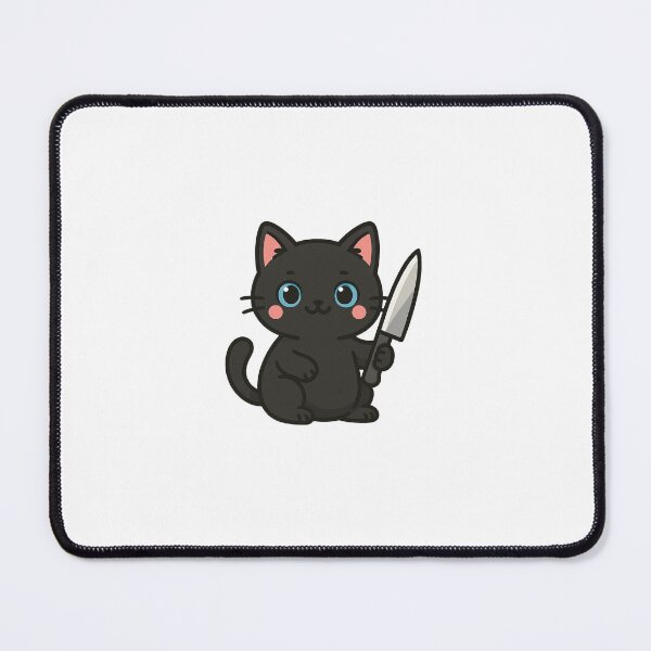 Item preview, Cute Cat with Knife (Black, Blue Eyes) designed and sold by VampWear.