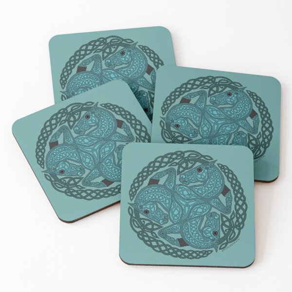 Item preview, Teal Three Horse Celtic Knot designed and sold by DappledMoon.