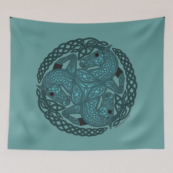 Item preview, Teal Three Horse Celtic Knot designed and sold by DappledMoon.