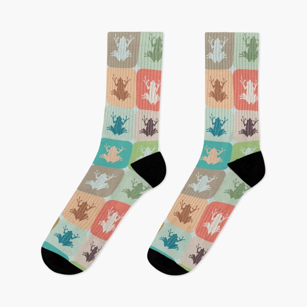 Item preview, Frog Checker Pattern – Retro Tones / coral, emerald, pink, peach, brown designed and sold by wild.geranium.design.