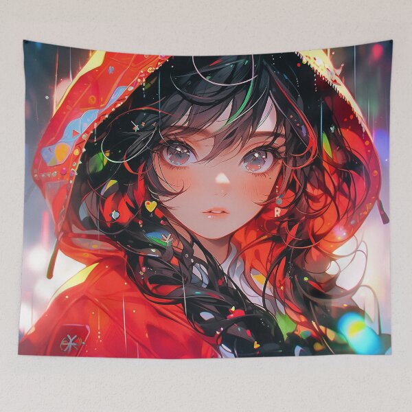Item preview, Anime Girl in Red Raincoat Glow designed and sold by bubblegoth.