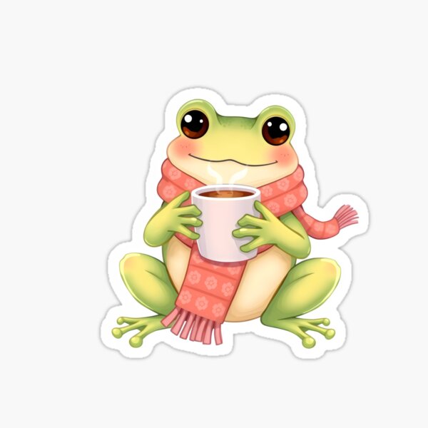 Artikel-Vorschau von Fröhlicher Frosch genießt heißen Kaffee, designt und verkauft von NaughtyMeow.