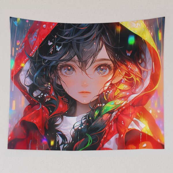 Item preview, Anime Girl in Rainy Red Hood Anime Girl designed and sold by bubblegoth.