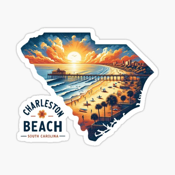 Item preview, Charleston South Carolina SC Retro Water Sunrise and Sunset designed and sold by vectcd.