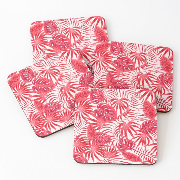 Item preview, Tropical Island Red Palm Leaves Pattern  designed and sold by DEC02.