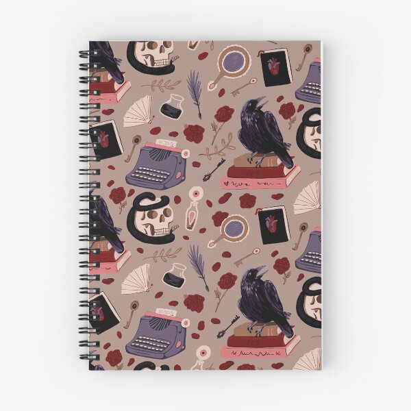 Item preview, Dark academia bookish theme on soft tan with crows, skulls, typewriters, and snakes designed and sold by katerosestudios.