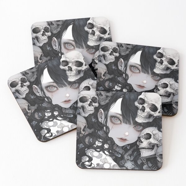 Item preview, Macabre Anime Girl with Skulls designed and sold by bubblegoth.