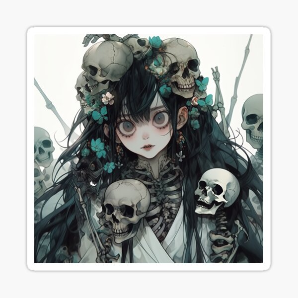 Item preview, Gothic Skeleton Maiden with Skulls designed and sold by bubblegoth.