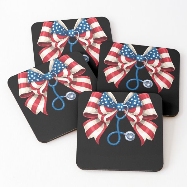 Item preview, USA Flag Stethoscope Coquette Bow RN Nurse 4th of July designed and sold by cawtoon.