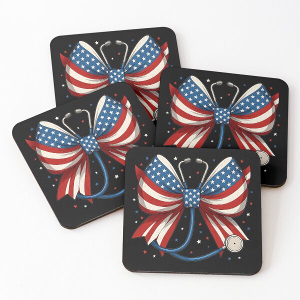Item preview, USA Flag Stethoscope Coquette Bow RN Nurse 4th of July designed and sold by cawtoon.