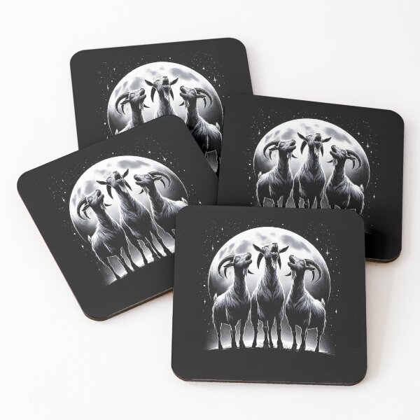 Item preview, Three Goats Howling at Moon Like Three Wolves Funny designed and sold by Kimberley King Art  King Art.