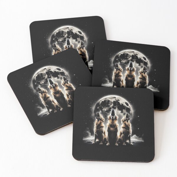 Item preview, Three Golden Retrievers Howling at Moon Like Three Wolves Funny designed and sold by Kimberley King Art  King Art.