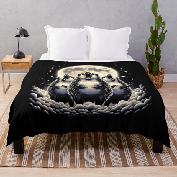 Item preview, Three Hedgehogs Howling at Moon Like Three Wolves Funny designed and sold by Kimberley King Art  King Art.