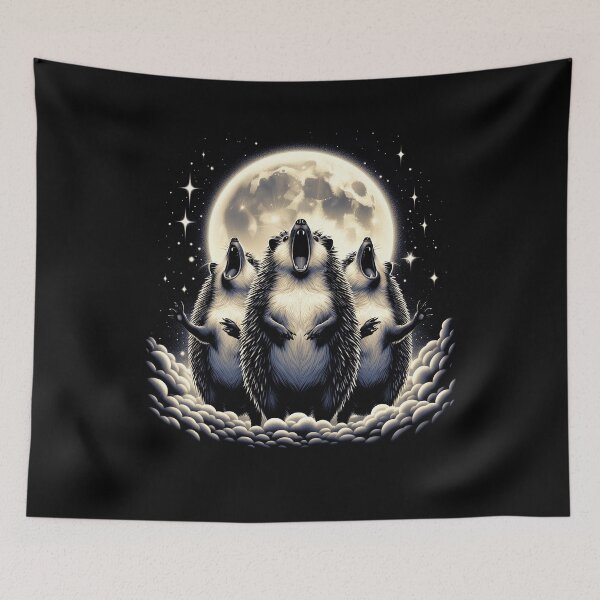 Item preview, Three Hedgehogs Howling at Moon Like Three Wolves Funny designed and sold by Kimberley King Art  King Art.