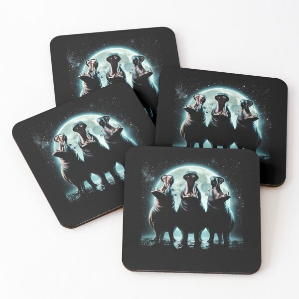 Item preview, Three Hippos Howling at Moon Like Three Wolves Funny designed and sold by Kimberley King Art  King Art.
