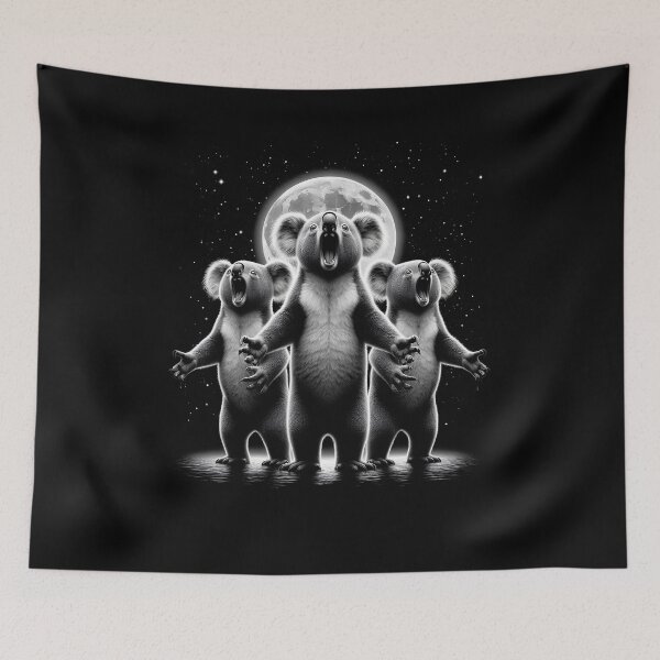 Item preview, Three Koalas Howling at Moon Like Three Wolves Funny designed and sold by Kimberley King Art  King Art.