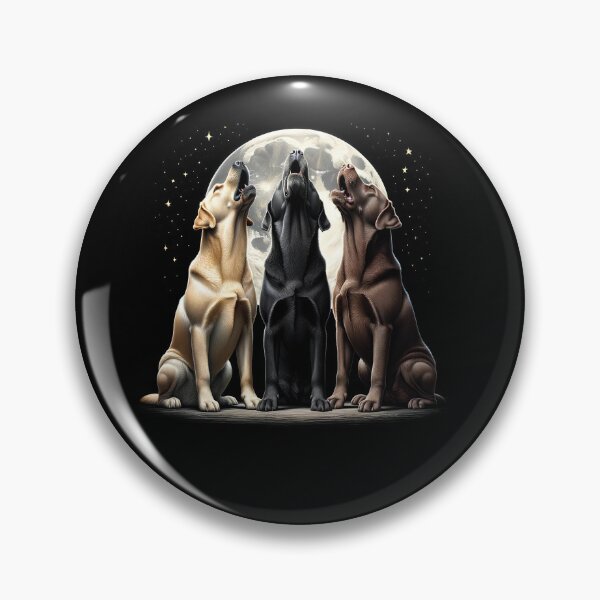 Item preview, Three Labrador Retrievers Howling at Moon Like Three Wolves Funny designed and sold by Kimberley King Art  King Art.