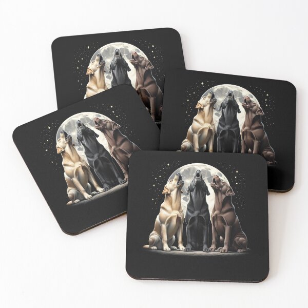 Item preview, Three Labrador Retrievers Howling at Moon Like Three Wolves Funny designed and sold by Kimberley King Art  King Art.