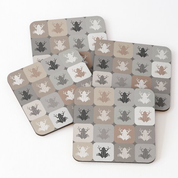 Item preview, Frog Checker Pattern – Retro Earthy Tones / brown, ecru, beige, tan, charcoal designed and sold by wild.geranium.design.