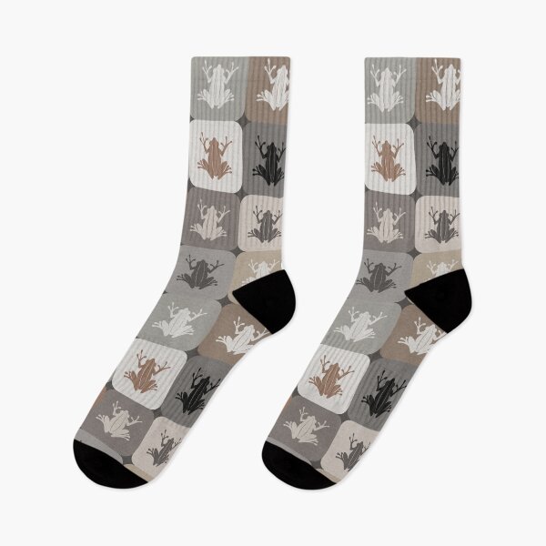 Item preview, Frog Checker Pattern – Retro Earthy Tones / brown, ecru, beige, tan, charcoal designed and sold by wild.geranium.design.