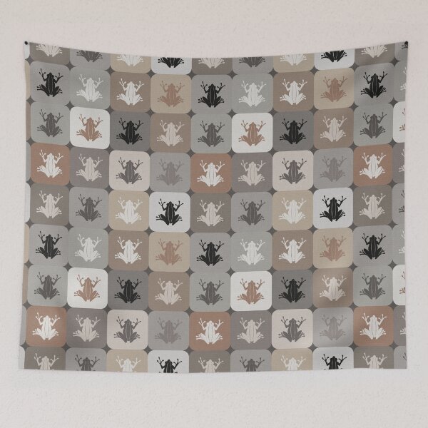 Item preview, Frog Checker Pattern – Retro Earthy Tones / brown, ecru, beige, tan, charcoal designed and sold by wild.geranium.design.