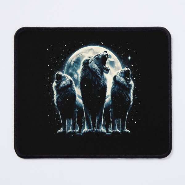 Item preview, Three Lions Howling at Moon Like Three Wolves Funny designed and sold by Kimberley King Art  King Art.