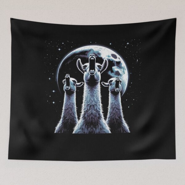 Item preview, Three Llamas Howling at Moon Like Three Wolves Funny designed and sold by Kimberley King Art  King Art.