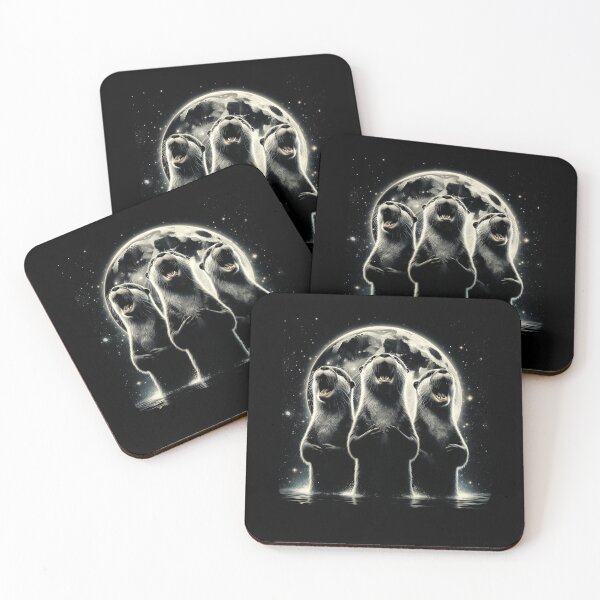 Item preview, Three Otters Howling at Moon Like Three Wolves Funny designed and sold by Kimberley King Art  King Art.