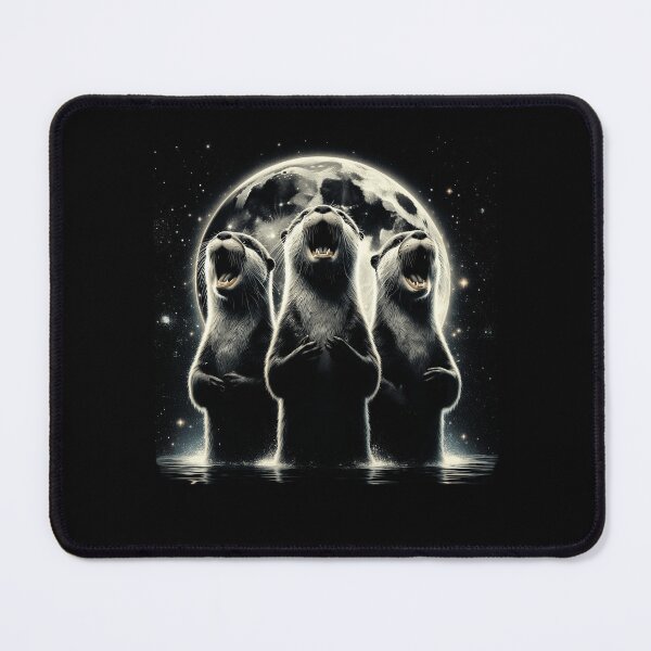 Item preview, Three Otters Howling at Moon Like Three Wolves Funny designed and sold by Kimberley King Art  King Art.