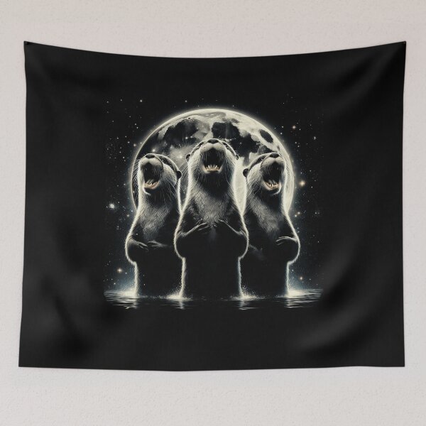 Item preview, Three Otters Howling at Moon Like Three Wolves Funny designed and sold by Kimberley King Art  King Art.