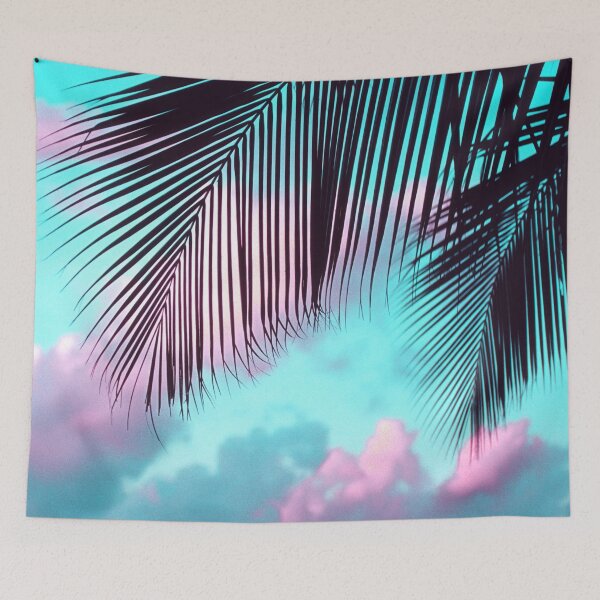 Item preview, Tropical Palm Leaves In Fantasy Pink, Aqua Sky designed and sold by DEC02.